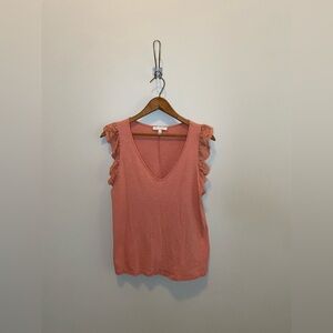 Sleeveless V-Neck Lace-Trim Camisole in Dusty Rose